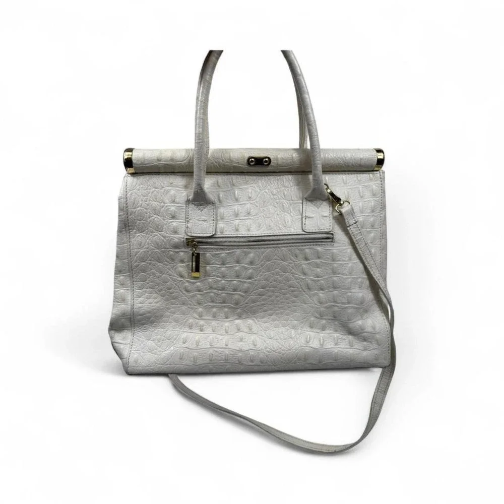 off white cream Croc-Embossed Leather Bag - Picture 6 of 8